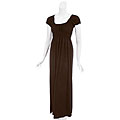 JFW Women's Plus Size Brown Peasant Maxi Dress