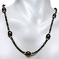 Sterling Silver Black Onyx/ FW Pearl Necklace (9-10 mm)