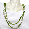 Freshwater Pearl and Peridot Endless Necklace (8-9 mm)