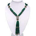 Silver Azurite Lariat-style Pendant Necklace (Thailand)