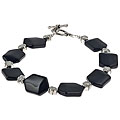 Silver Black Agate Bead Bracelet (Thailand)