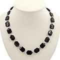 Silver Black Agate Bead Necklace (Thailand)