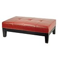 Red Bi-cast Leather Cocktail Ottoman 