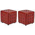 Kristof Red Leather Ottomans (Set of 2)