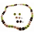 Silver FW Multicolor Pearl Necklace/ Earring Set (8-8.5 mm)