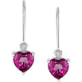 10k White Gold Pink Topaz and Diamond Earrings