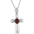 10k Gold Garnet and Diamond Cross Necklace