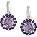 10k Gold Rose de France and Amethyst Earrings