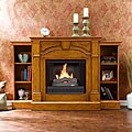 Macon Plantation Oak Gel Fireplace/ Bookcase Set