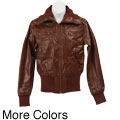 Lipstick Junior's Pleather Ribbed Bomber Jacket
