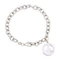 Sterling Silver Diamond Peace Sign Bracelet (I-J, I3)