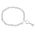 Sterling Silver Diamond Key-to-my-heart Bracelet