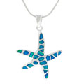 Sterling Silver Created Blue Opal Starfish Necklace