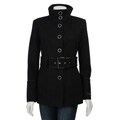 Jones New York Women's Black Stand Collar Coat