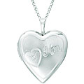 Sterling Silver Heart-shaped 'Mom' and Flower Locket