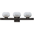 Gunmetal 3-light White Artglass Vanity