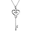 Sterling Silver Diamond Fashion Key Necklace