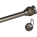 Mosaic Satin Nickel Rod with Amber Black Hooks
