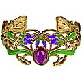 Pewter Art Nouveau Flower Vine Bracelet