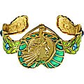 Pewter Art Nouveau Peacock Maiden Bracelet