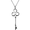 Sterling Silver Diamond Fashion Key Necklace