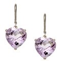 14k White Gold Pink Amethyst Heart Earrings