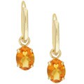 14k Yellow Gold Oval Citrine Charm Hoop Earrings