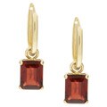 14k Yellow Gold Garnet Charm Hoop Earrings