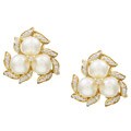 14k Gold FW Pearl and 1/10ct TDW Diamond Earrings (5.5-6 mm)