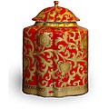Gold-trimmed Red Gilded Oval Jar