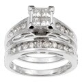 10k White Gold 1ct TDW Diamond Bridal Rings Set (J, I2-I3)