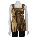 Vera Wang Lavender Label Gold Foil Gathered Chiffon Top