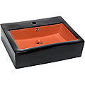 DeNovo Rectangular Black and Red Porcelain Vessel Sink