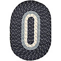 Portsmouth Navy/ Sky/ Natural Braided Rug (8' x 11' Oval)