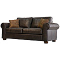 Olga Brown Renu Leather Rolled Arm Sofa