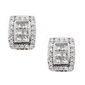 14k White Gold 3/4ct TDW Diamond Frame Earrings (K, SI)