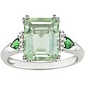 10k White Gold Green Amethyst and Tsavorite Ring