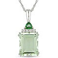 10k White Gold Amethyst and Tsavorite Necklace