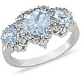 10k White Gold Blue Topaz and White Sapphire Ring