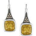 Sterling Silver Citrine and Brown Diamond Earrings