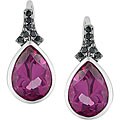 Sterling Silver Pink Topaz and Black Diamond Earrings
