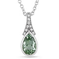 Sterling Silver Green Amethyst and Diamond Necklace