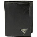 Guess Men's Black Leather Tri-fold Wallet