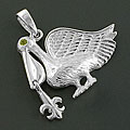 Silver Peridot Pelican Slide Pendant (India)