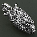 Sterling Silver Chunky Owl Slide Pendant (India)