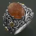 Sterling Silver Citrine Curlicue Sunstone Ring (India)