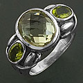 Sterling Silver Faceted Green Amethyst/ Peridot Ring (India)