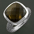 Hammered .925 Sterling Silver Smoky Topaz Ring (India)