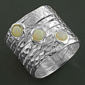 Sterling Silver Stacked Hammered Synthetic Opal Ring (India)