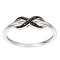 10k White Gold Black and White Diamond Cross-over Ring